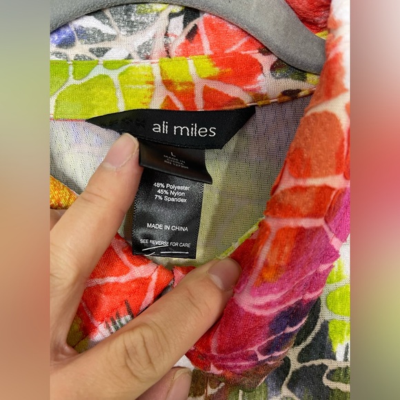 ALI MILES WOMENS SIZE L Art Wear Tie Dye Lagenlook 3/4 Sleeve Knit Duster - Picture 3 of 5